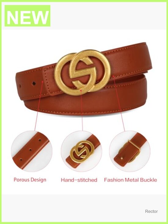 Luxury PU Leather Fashion Belt with Double Circle Buckle for Jeans & Dresses main image 5